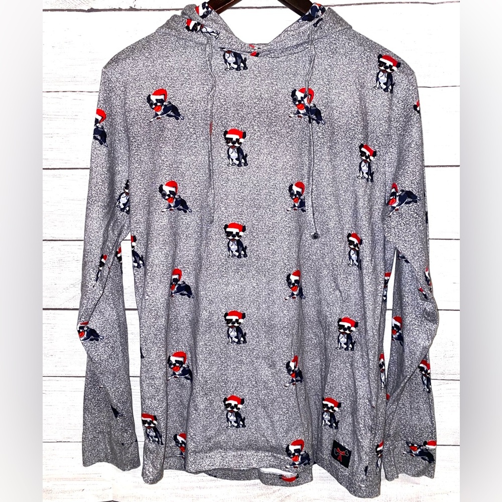 Denim & Flower Ricky Singh-Christmas Pug Hooded Shirt- Size M